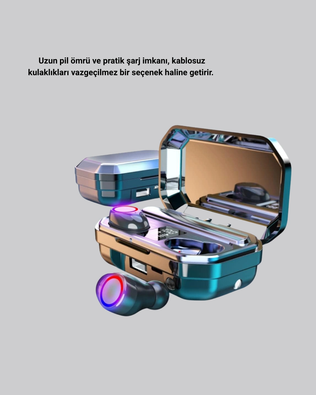 Şarj Kutulu Kablosuz Kulaklık Ergonomik Spor Seyahat Uyumlu Uzun Kullanım ( Lisinya )