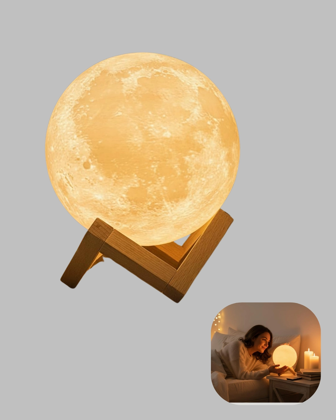 Şarjlı 3d Baskılı 16 Renk Ay Lambası  Stand ( Lisinya )