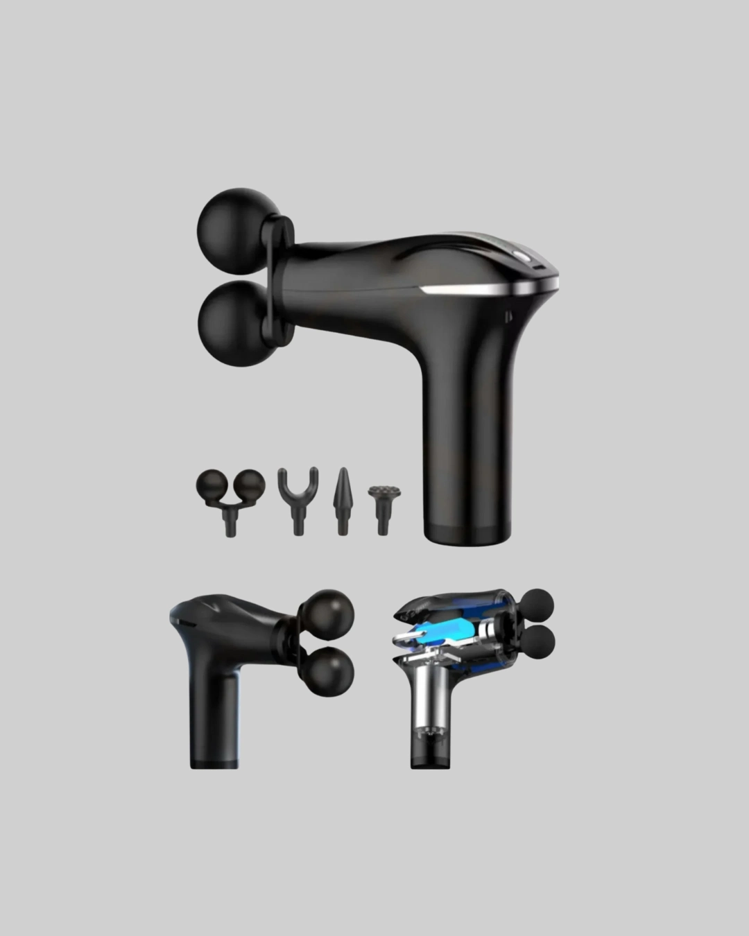 Şarjlı 4 Başlıklı Titreşimli Masaj Aleti Derin Kas Masajı Sporcu Destekli ( Lisinya )