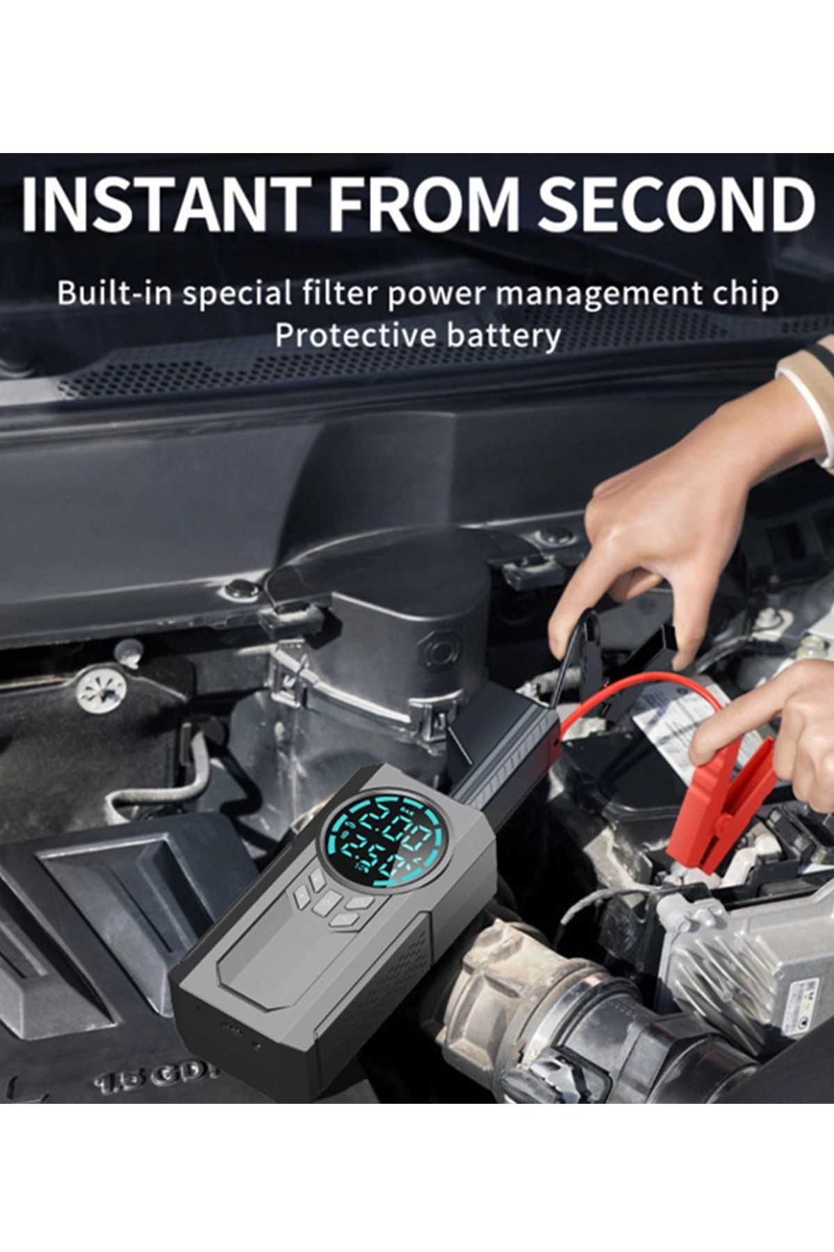 Şarjlı 8.000 Mah Taşınabilir Çanta Araç Akü Şarj Takviyeli Işıklı Hava Kompresörü Powerbankli ( Lisinya )