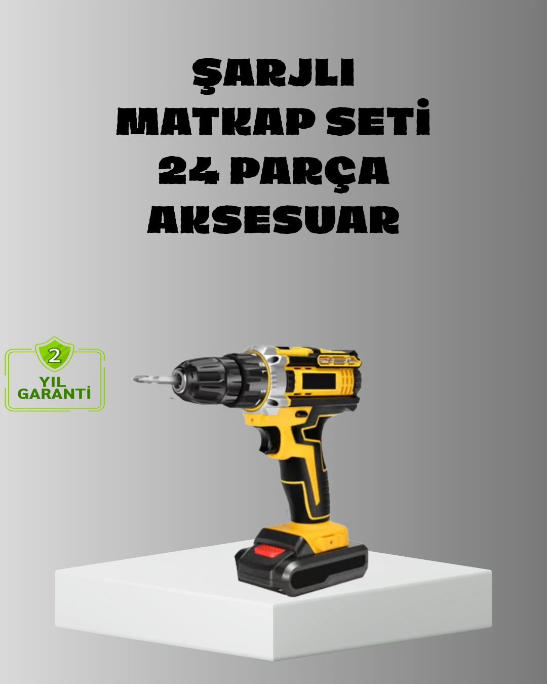 Şarjlı Darbeli Matkap Seti – 2 Bataryalı, 24w Güç, 24 Parça Aksesuar, Led Işıklı ( Lisinya )
