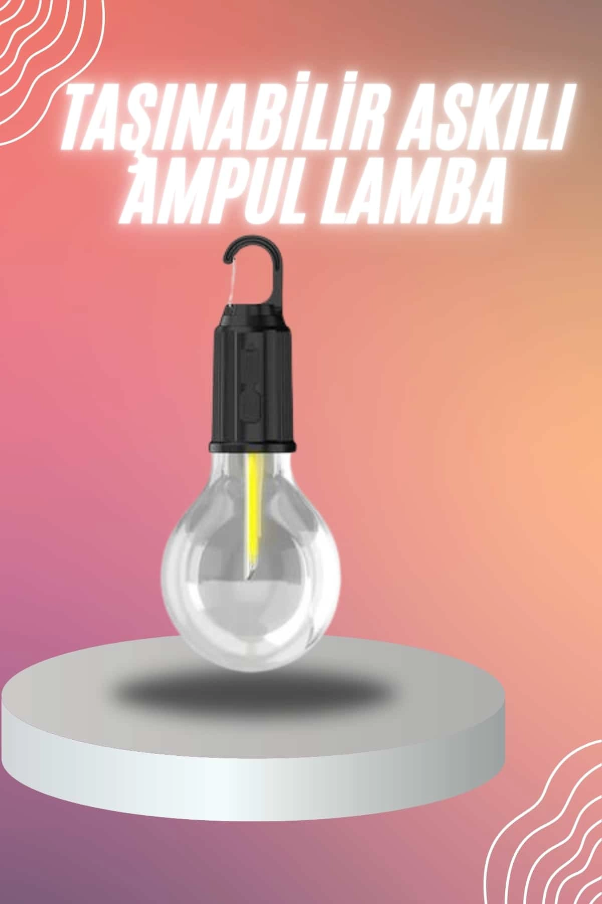 Şarjlı Dekoratif Kamp Lambası Askılı Ampul Led Işık Type-c Girişli ( Lisinya )