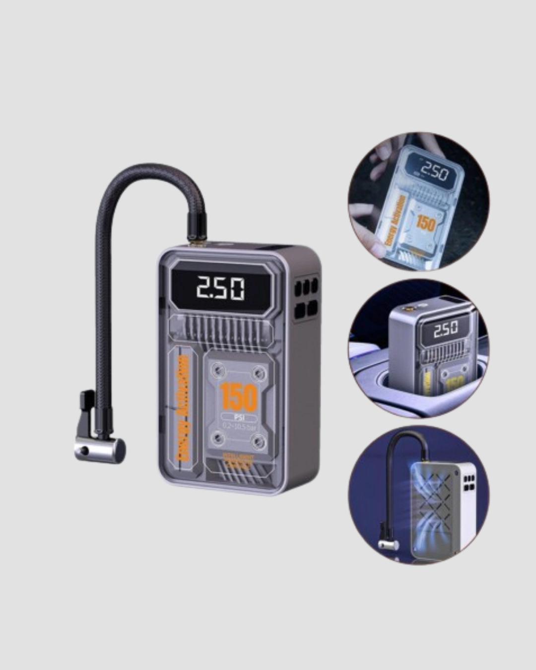 Şarjlı Kablosuz Hava Pompası – 150 Psı Basınç, Led Ekran Ve 6000mah Batarya ( Lisinya )