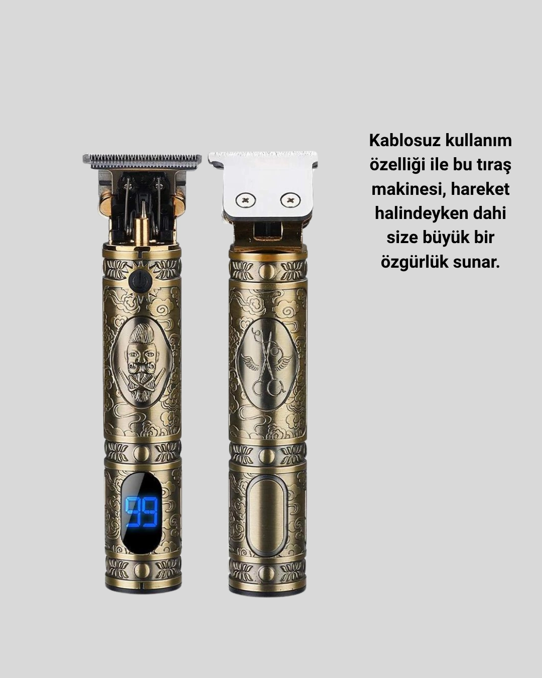Şarjlı Kablosuz Tıraş Makinesi – 1800 Mah Batarya, Uzun Pil Ömrü, Profesyonel Sessiz Motor ( Lisinya )