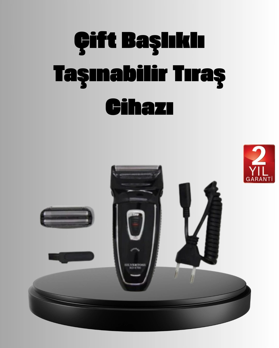 Şarjlı Kablosuz Tıraş Makinesi Çift Başlık Kuru Tıraş Ergonomik Taşınabilir ( Lisinya )