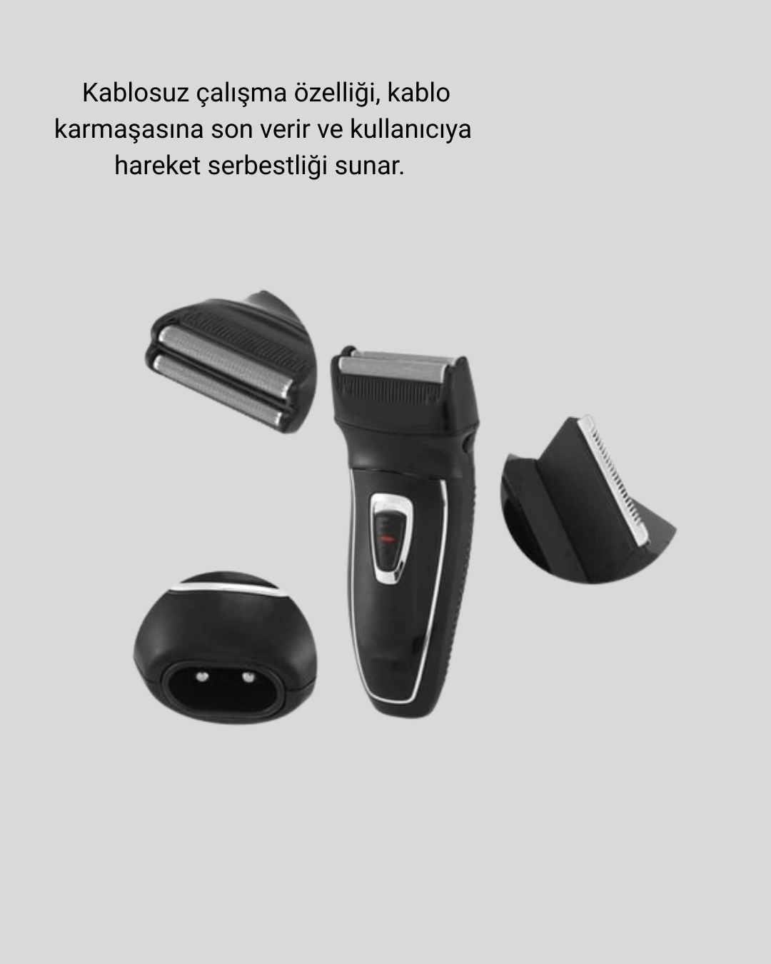Şarjlı Kablosuz Tıraş Makinesi Çift Başlık Kuru Tıraş Ergonomik Taşınabilir ( Lisinya )