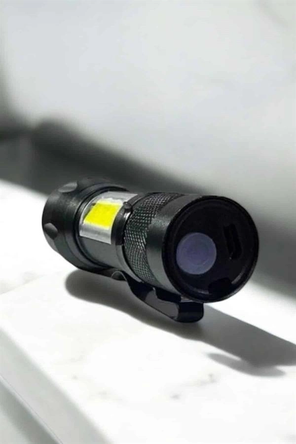 Şarjlı Metal Zoomlu El Feneri Işıldak Led Işık Taşınabilir El Lambası ( Lisinya )