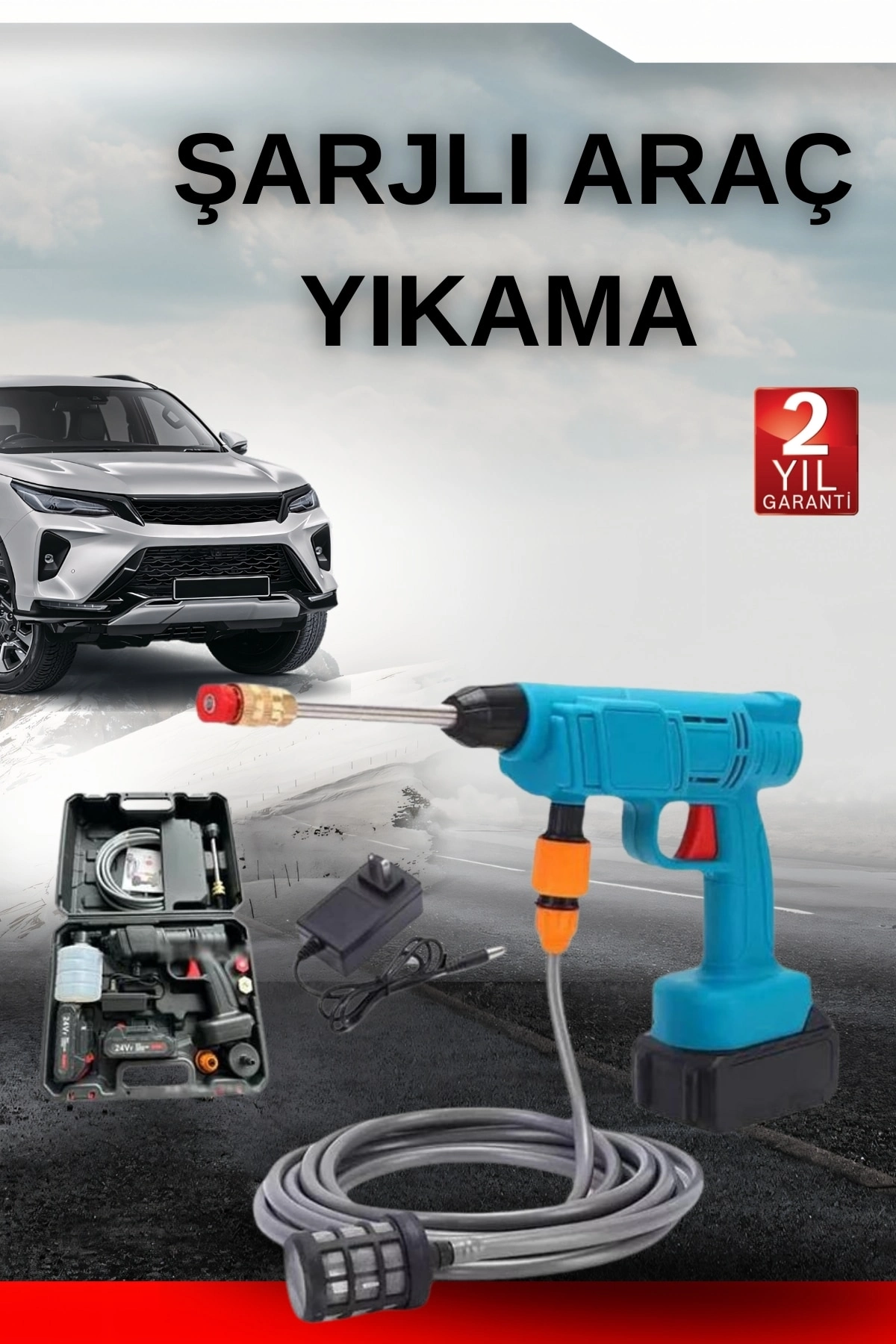 Şarjlı Oto Yıkama, Bahçe Sulama Tabancası Makinesi Yüksek Basınçlı ( Lisinya )