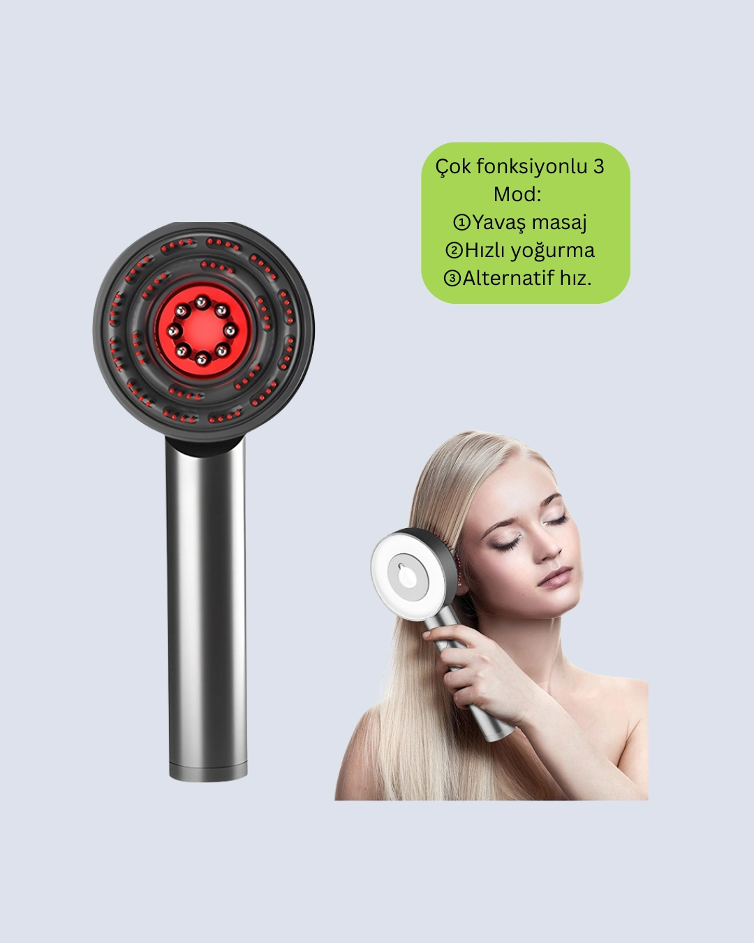 Şarjlı Saç Derisi Masaj Cihazı Kırmızı Işık Ve 3d Tarak Dişli ( Lisinya )