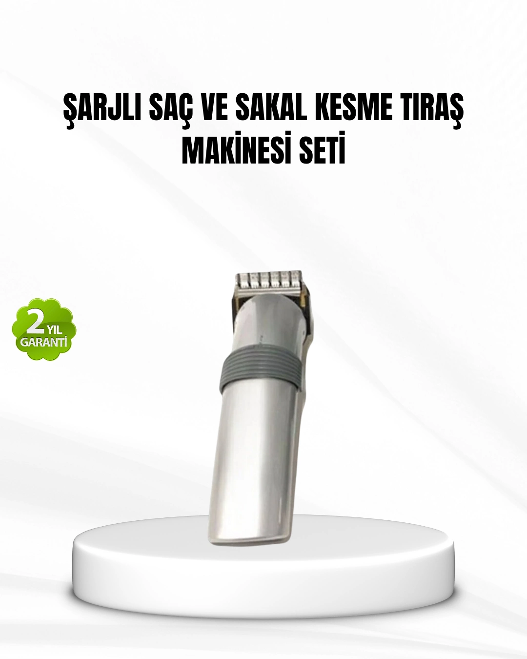 Şarjlı Saç Ve Sakal Kesme Makinesi – Paslanmaz Çelik Bıçak, Ayarlanabilir Başlık ( Lisinya )