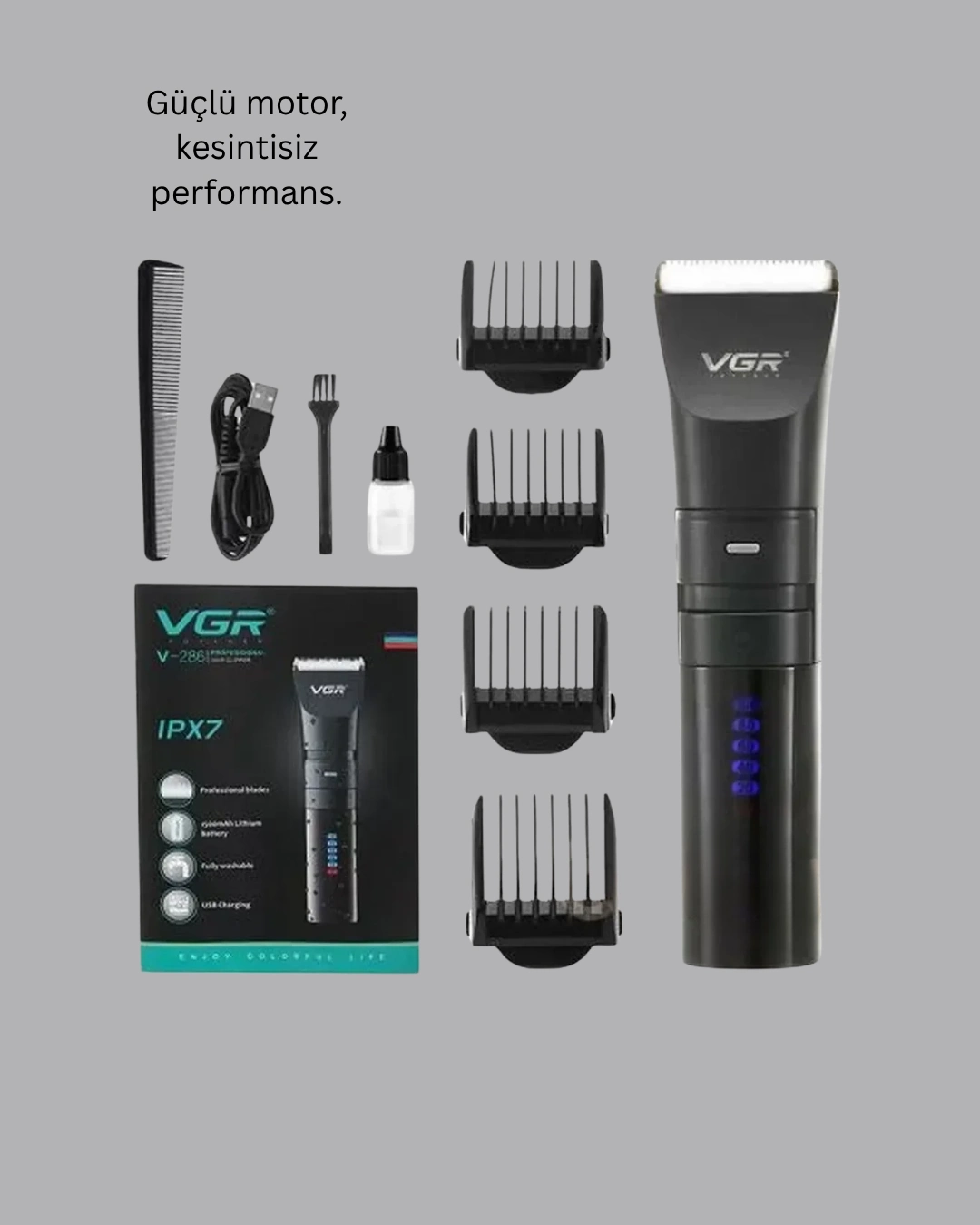 Şarjlı Tıraş Makinesi –dijital Ekranlı, Hızlı Şarjlı, Profesyonel Kesim Seti ( Lisinya )