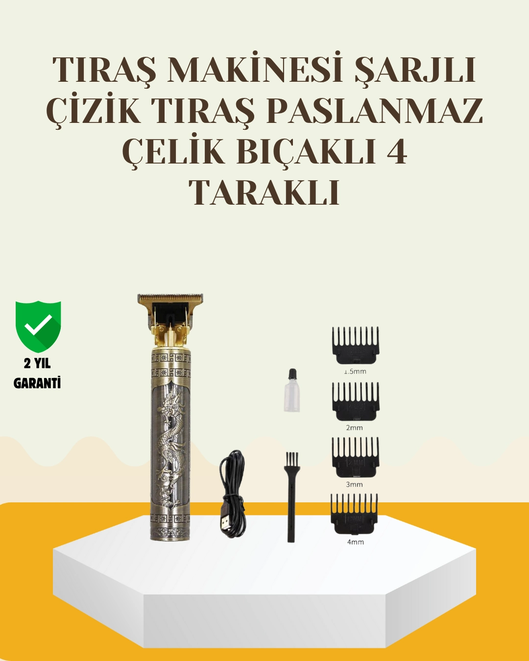 Şarjlı Titanyum Bıçaklı Saç Ve Sakal Kesme Makinesi ( Lisinya )