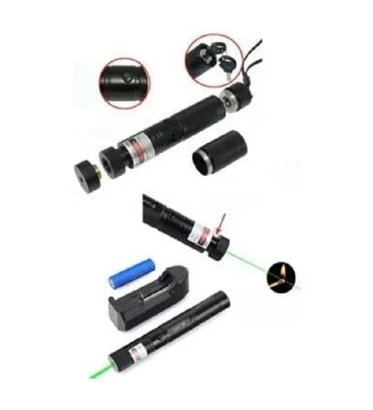 Şarjlı Turbo Yeşil Lazer Pointer Kibrit Yakabilen 15000 Mv Güç 5000mw ( Lisinya )