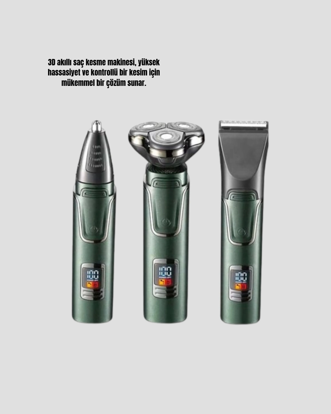 Şarjlı Ve Kablosuz 3 Başlıklı Profesyonel Bakım Seti – Saç, Sakal, Burun Ve Kulak Düzeltici ( Lisinya )