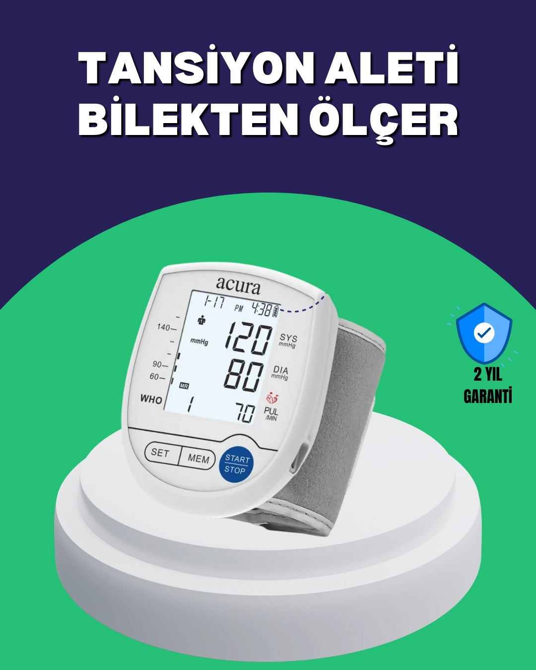Şarjlı Ve Pilli Bilek Tansiyon Ölçer Dijital Ekran Hafıza Kayıtlı ( Lisinya )