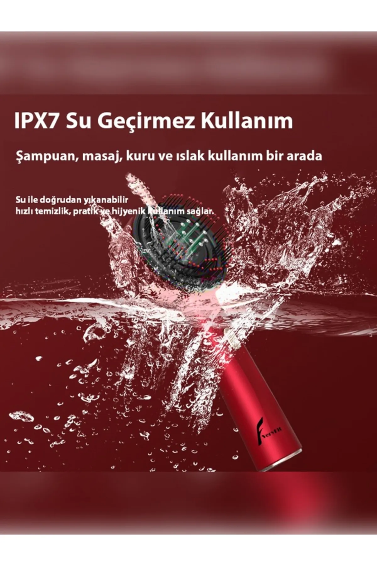 Şarjlı Ve Titreşimli Saç Masaj Tarağı Bakım Yağı Hazneli Fırça ( Lisinya )