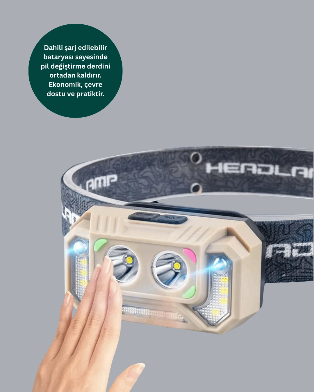 Şarjlı Wave Sensörlü Led Kafa Feneri Outdoor Kullanım ( Lisinya ) Şarjlı Wave Sensörlü Led Kafa Feneri Outdoor Kullanım ( Lisinya )