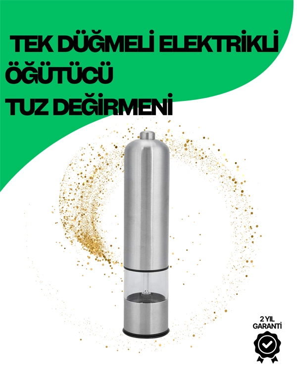 Şeffaf Hazneli Elektrikli Tuz Karabiber Öğütücü Pilli Taşınabilir Mutfak Aleti ( Lisinya )