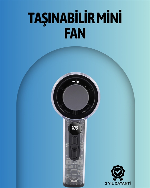 Şeffaf Kasa El Fanı | 5v 2a | 100 Kademeli Hava Akışı | Type-c Girişli ( Lisinya )