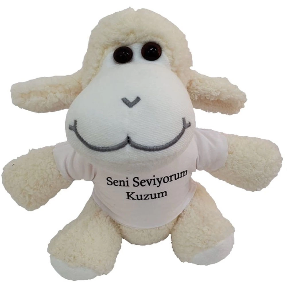 Seni Seviyorum Kuzum Tişörtlü Peluş Kuzu ( Lisinya )