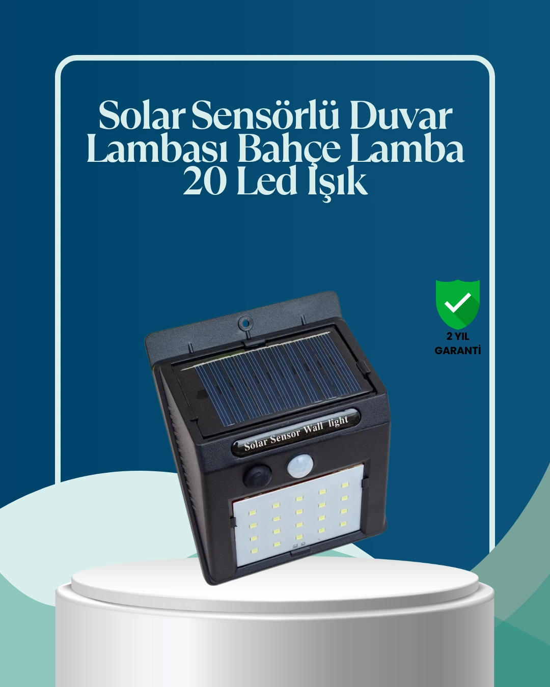 Sensörlü 20 Led Solar Duvar Lambası 3 Metre Algılama Mesafesi ( Lisinya )
