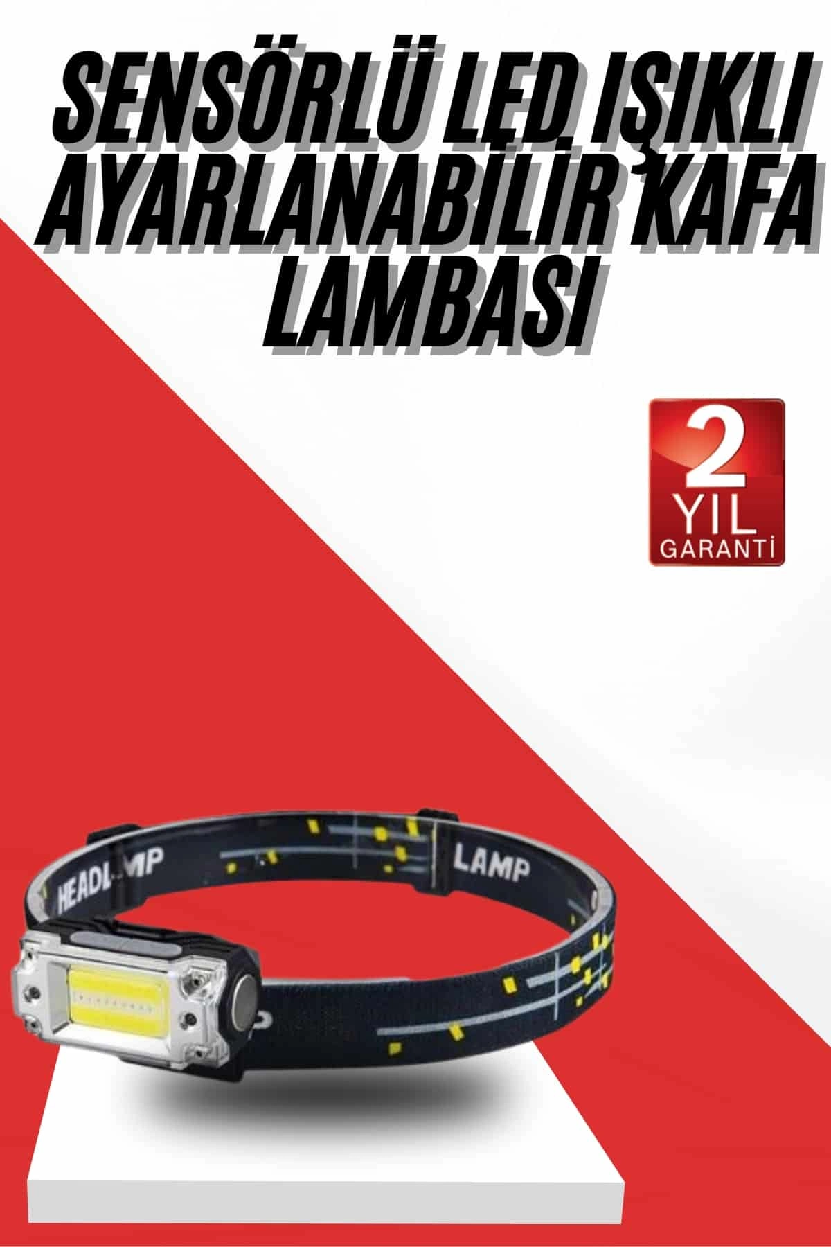 Sensörlü Kamp Lambası Ayarlanabilir Kafa Lambası Kafa Bantlı ( Lisinya )