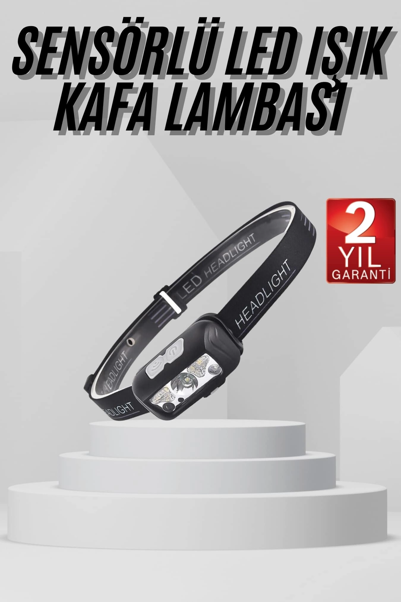 Sensörlü Şarjlı Type-c Şarj Işıklı Kafa Lambası Kamp Lambası ( Lisinya )