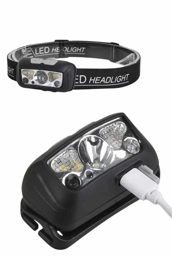 Sensörlü Şarjlı Type-c Şarj Işıklı Kafa Lambası Kamp Lambası ( Lisinya )