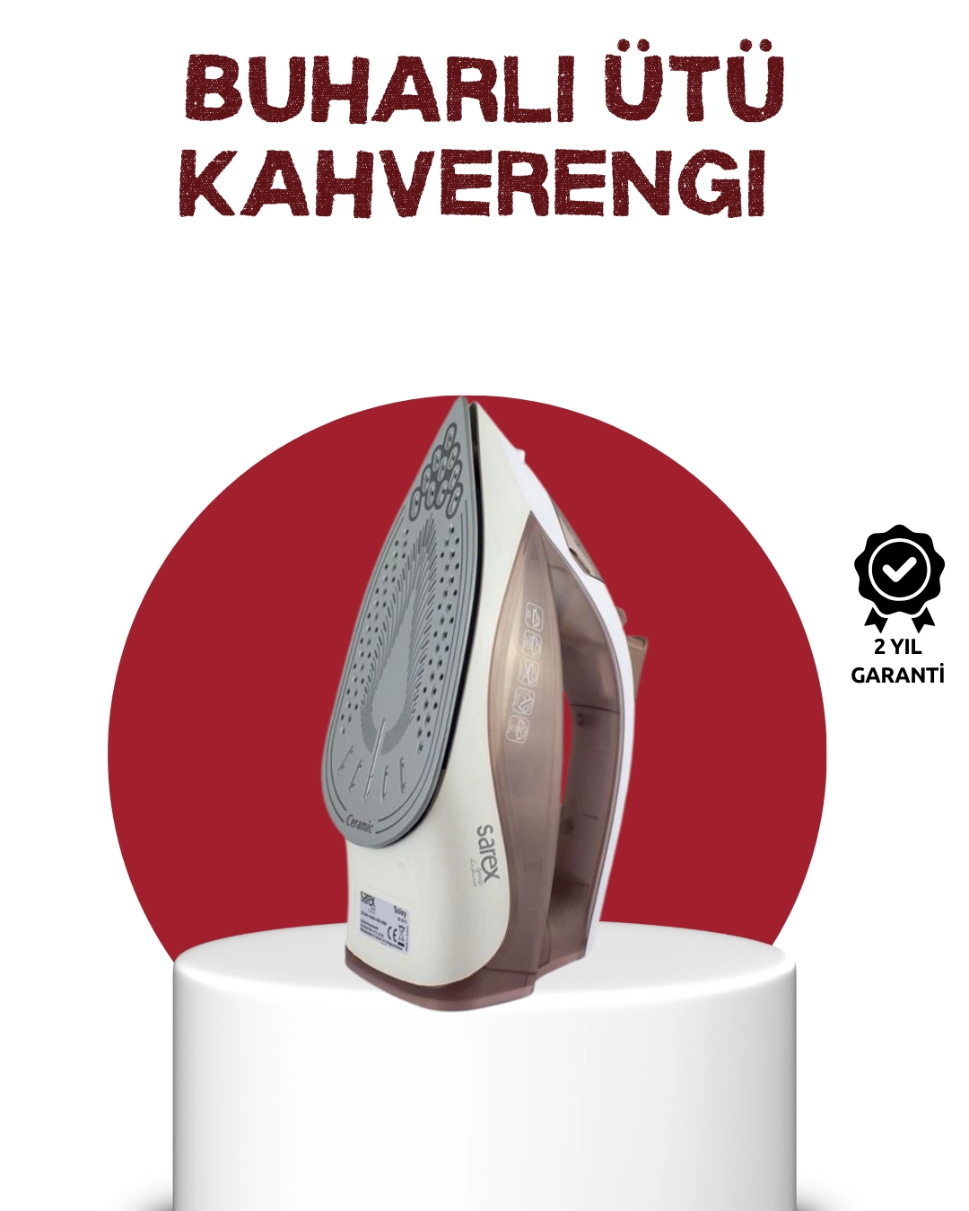 Seramik Tabanlı Buharlı Ütü 2200w Dikey Ütüleme 300ml Kahverengi ( Lisinya )