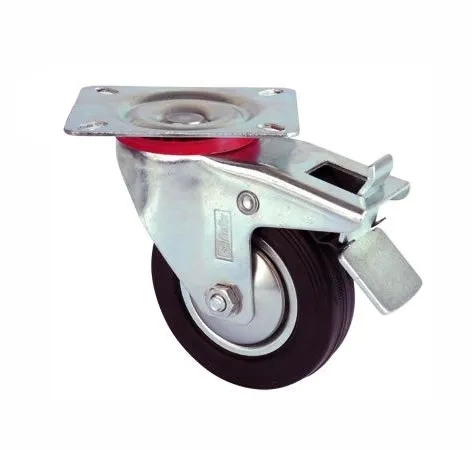 Servis Tekeri - Tablalı Frenli Siyah Döner - Çap 80 Mm ( Lisinya )