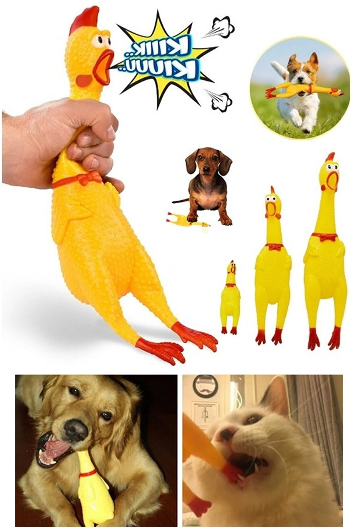 Ses Çıkaran Tavuk Kedi Köpek Oyuncağı 38 Cm. ( Lisinya )