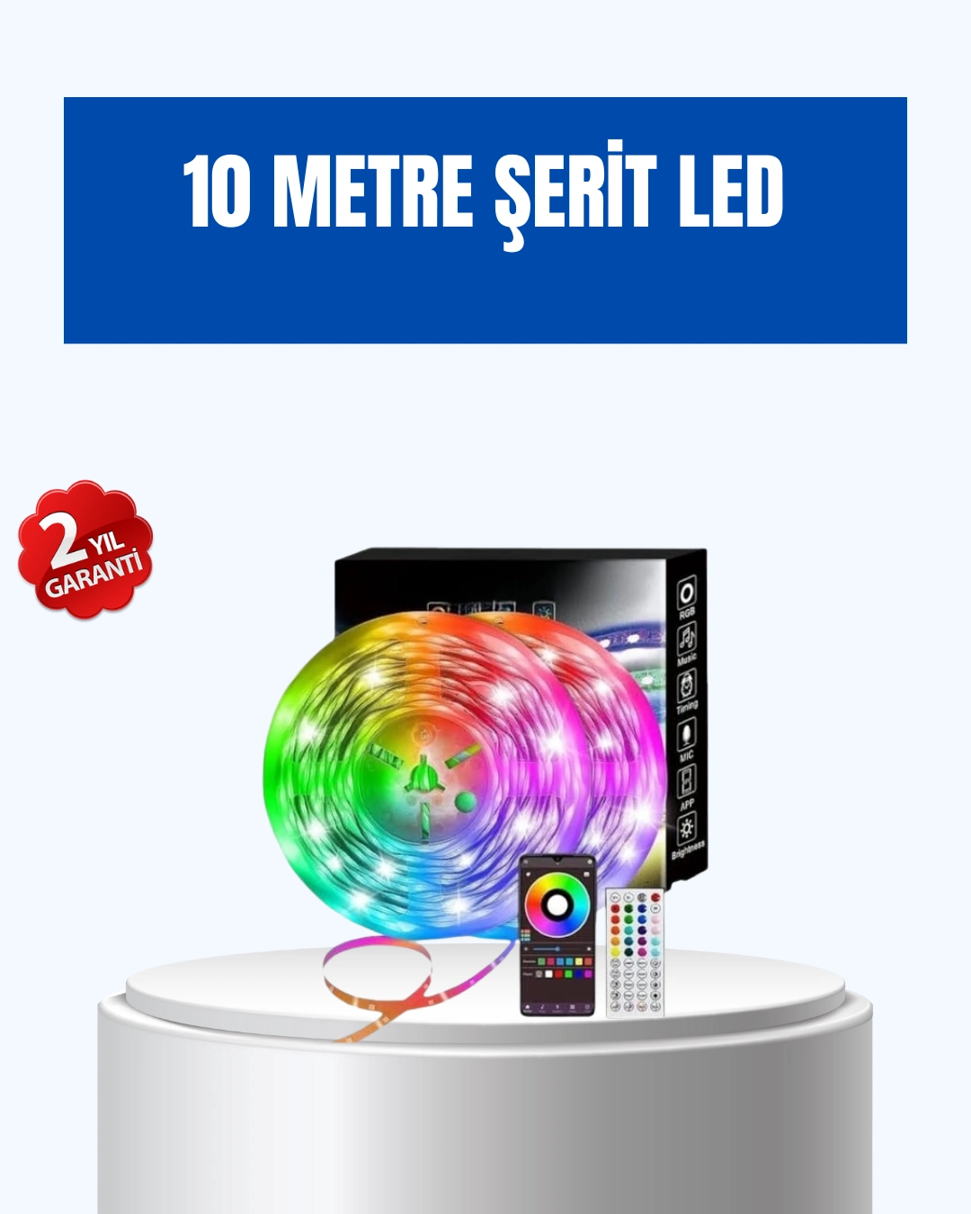 Sese Duyarlı 10m Smart Şerit Led Ios Android Kontrollü Rgb Işık ( Lisinya )