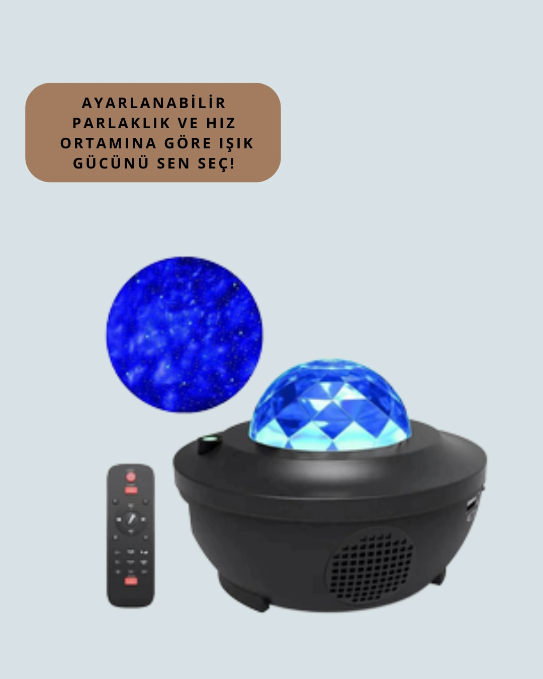 Sesle Etkileşimli Yıldız Projektörlü Gece Lambası – Bluetooth Hoparlörlü, Usb Girişli, Dönen Okyanus ( Lisinya )