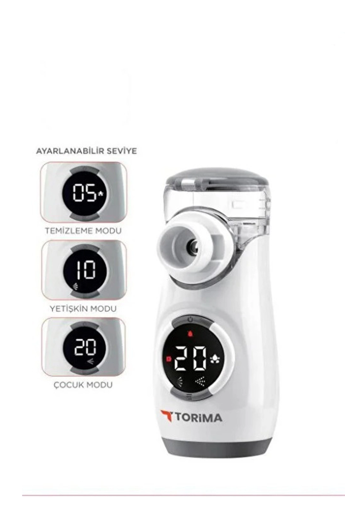 Sessiz Kademeli Dijital Ekranlı Usb Şarjlı Mesh Nebulizatör Cihazı ( Lisinya )