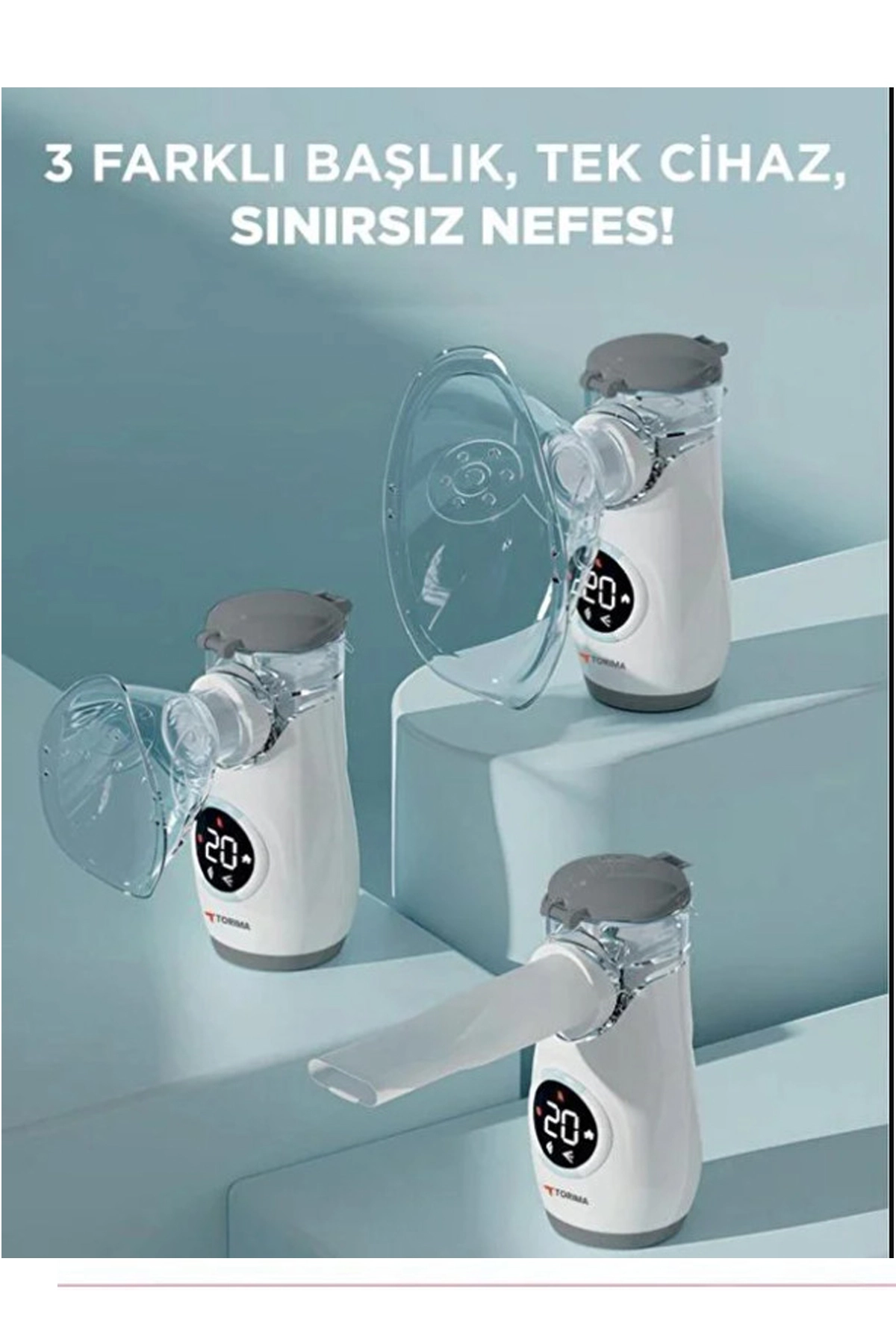 Sessiz Kademeli Dijital Ekranlı Usb Şarjlı Mesh Nebulizatör Cihazı ( Lisinya )