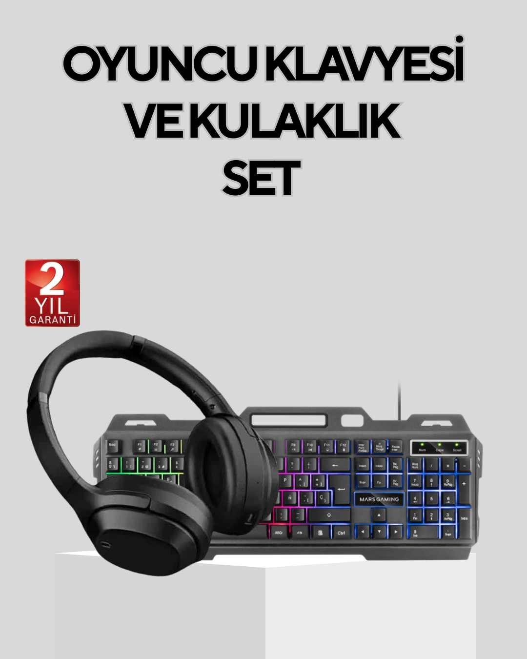Set Işıklı Klavye Mouse + Bluetooth 5.2 Kulaklık  Paketi ( Lisinya )