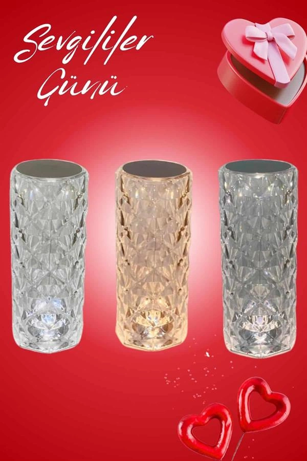 Sevgililer Günü İçin Hediye Kristal Lamba Sevgiliye Hediye Usb Şarjlı Gece Lambası ( Lisinya )