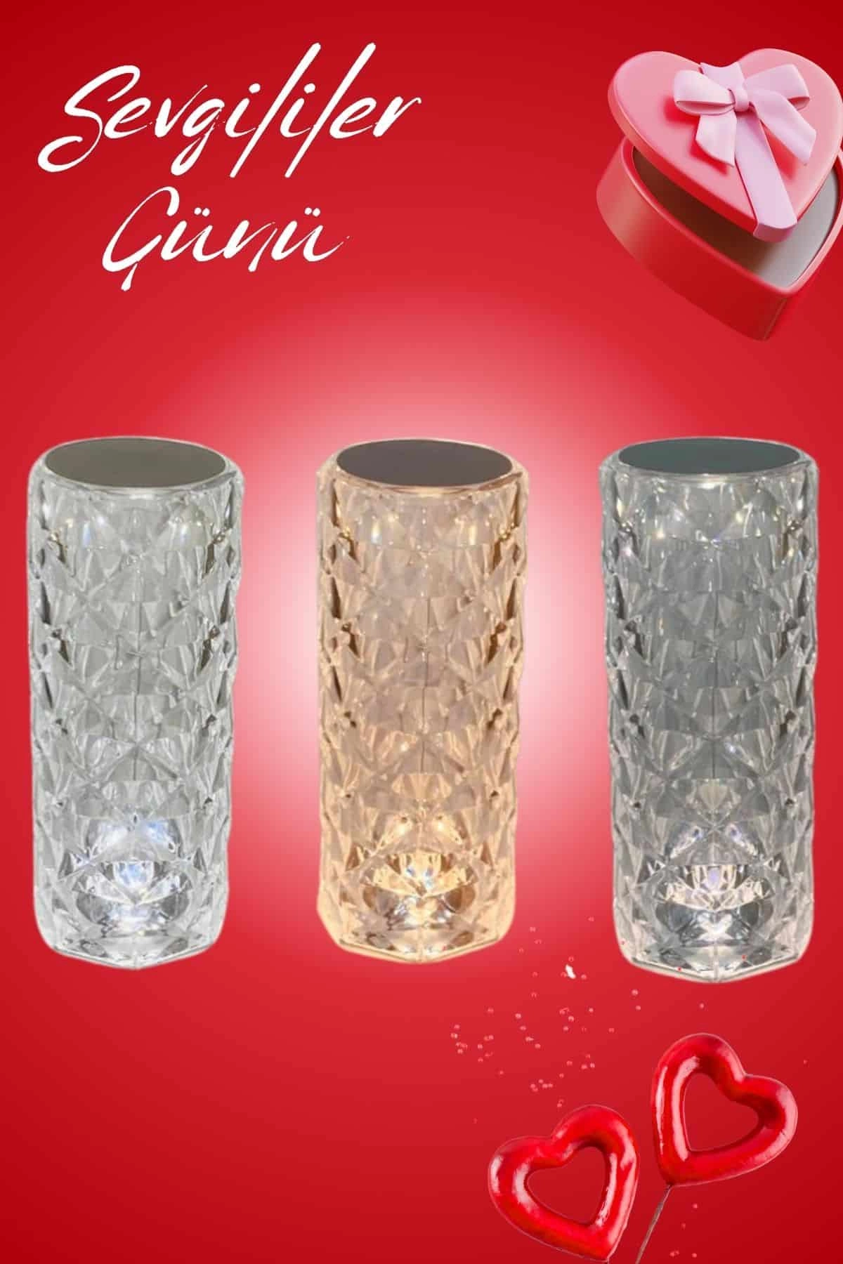 Sevgililer Günü İçin Hediye Kristal Lamba Sevgiliye Hediye Usb Şarjlı Gece Lambası ( Lisinya )