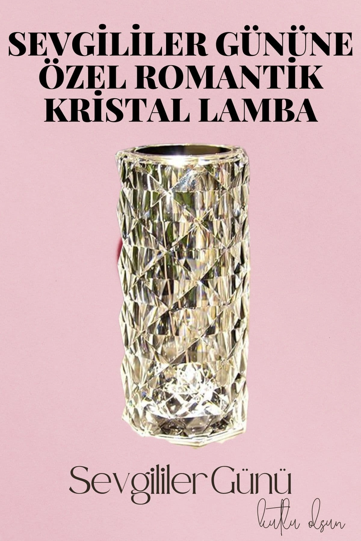 Sevgililer Gününe Özel Romantik Kristal Gece Lambası Sevgiliye Hediye ( Lisinya )