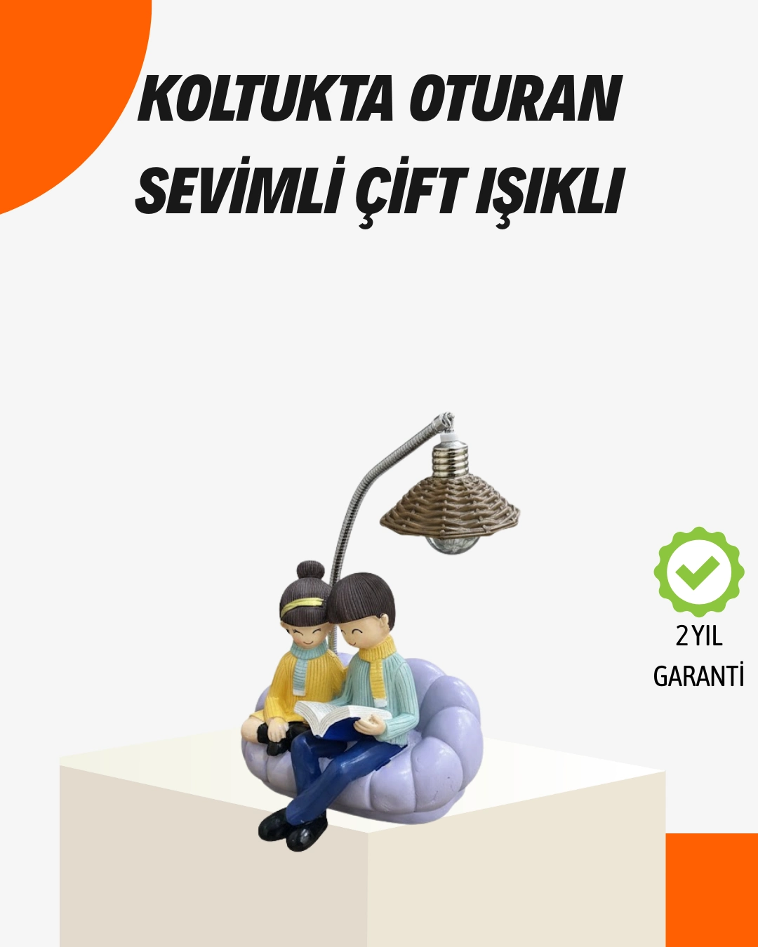 Sevgiliye Özel Çift Figürlü Led Masa Lambası Okuyan Çift Tasarım ( Lisinya )
