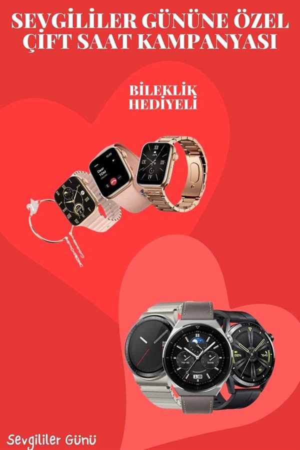 Sevgiliye Özel Yeni Nesil Akıllı Saat Çiftlere Özel Kampanya Çift Saatleri ( Lisinya )