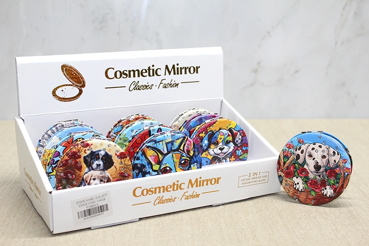 Sevimli Köpek Tasarımlı Taşlı İnce El Aynası Yuvarlak ( Lisinya ) Sevimli Köpek Tasarımlı Taşlı İnce El Aynası Yuvarlak ( Lisinya )