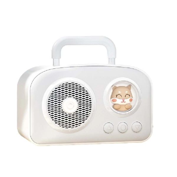 Sevimli Tasarımlı Taşınabilir Radyolu Bluetooth Hoparlör Beyaz ( Lisinya )