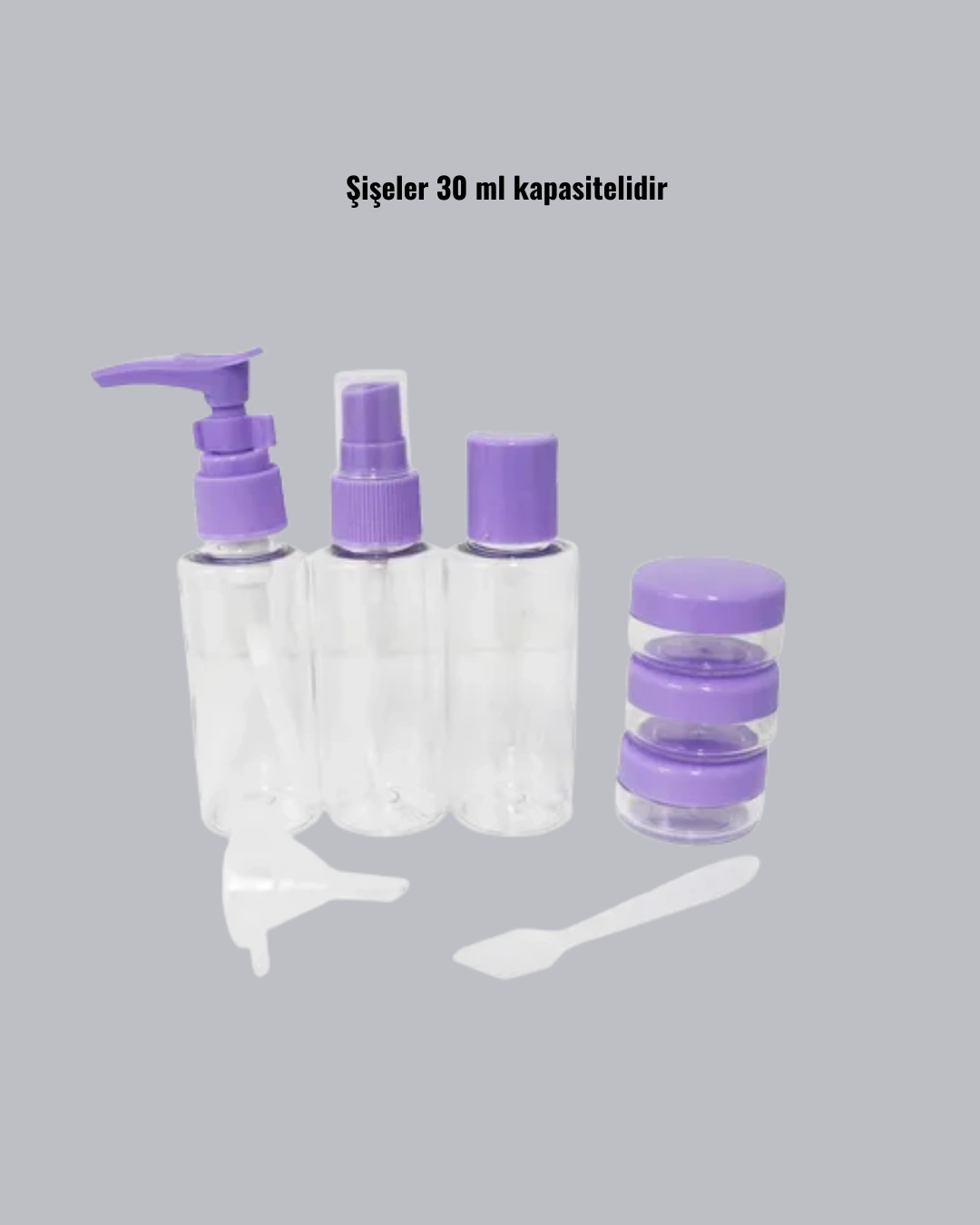 Seyahat Bakım Seti 5 Parça Sızdırmaz Şeffaf Kapaklı 30ml ( Lisinya )