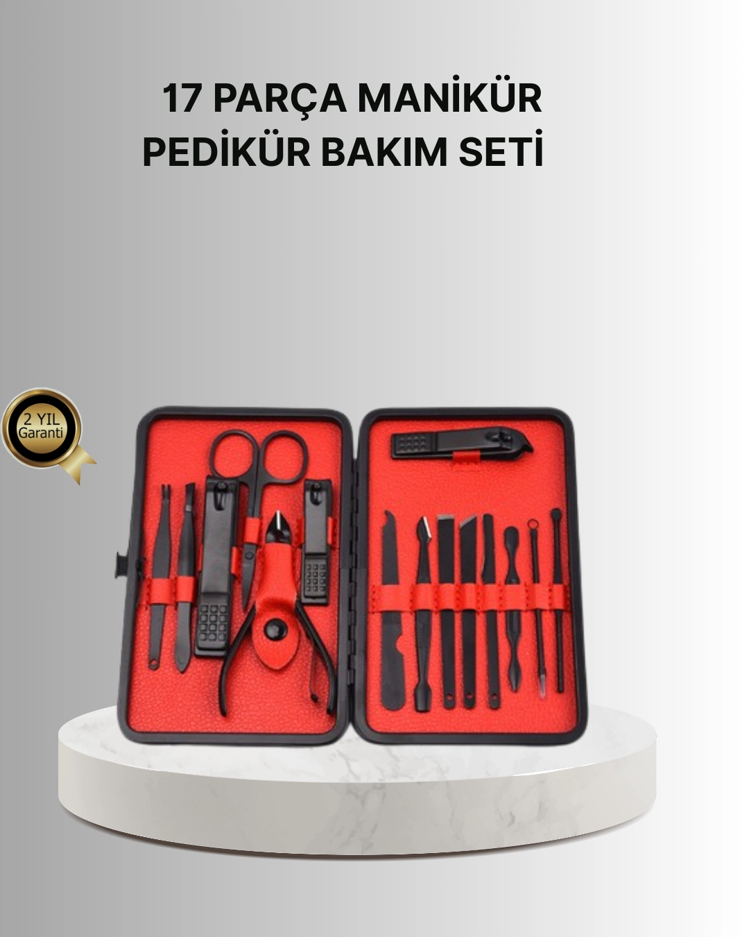 Şık Kutu Tasarımlı 17 Parça Manikür Pedikür Seti Dayanıklı Ve Hijyenik ( Lisinya )