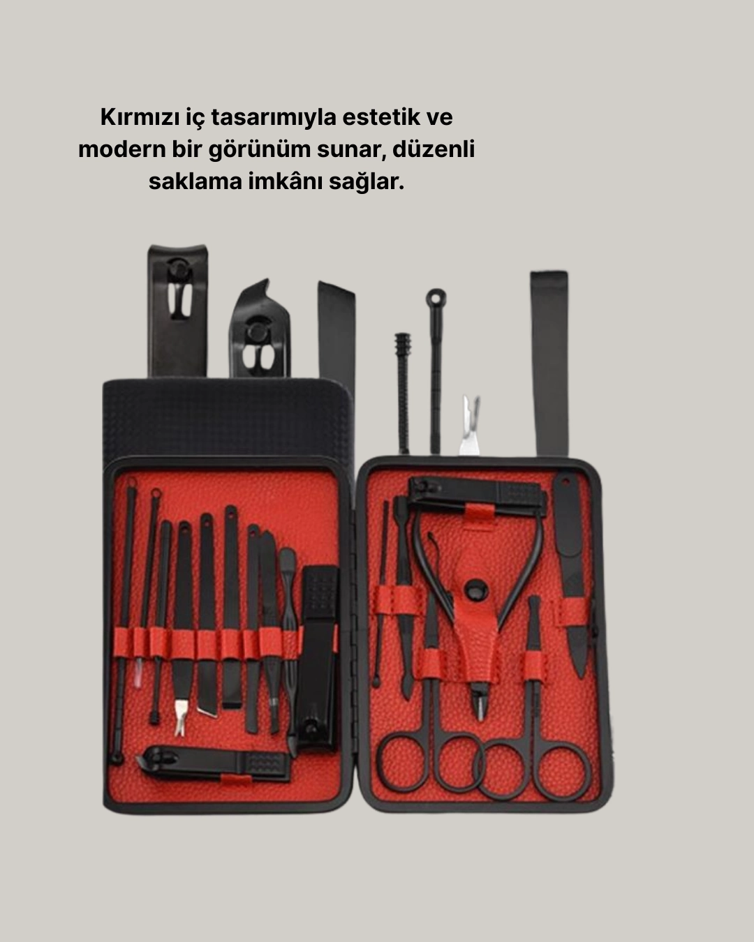 Şık Kutu Tasarımlı 17 Parça Manikür Pedikür Seti Dayanıklı Ve Hijyenik ( Lisinya )