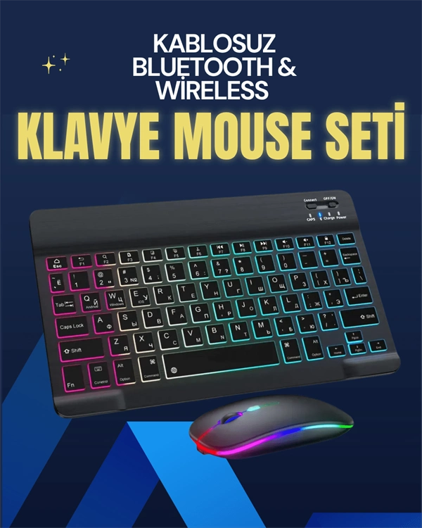 Şık Ve Sessiz Tasarımlı Işıklı Klavye Mouse Seti – Şarjlı, Wireless ( Lisinya )