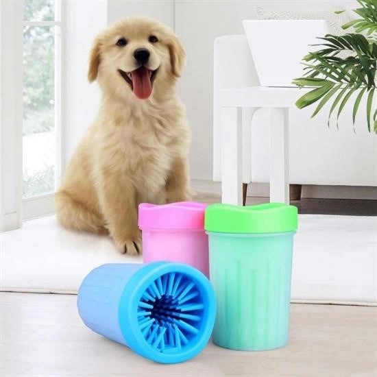 Silikon Jel Fırçalı Kedi Köpek Pati Ayak Yıkama Temizleme Kovası (küçük) ( Lisinya )