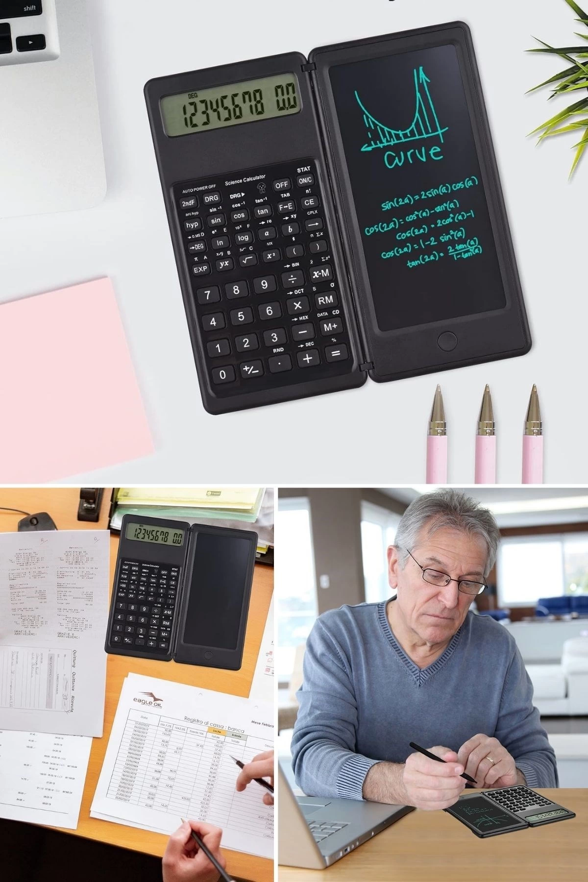 Silinebilir Lcd Yazı Tabletli,kalemli Katlanabilir Bilimsel Hesap Makinesi ( Lisinya ) Silinebilir Lcd Yazı Tabletli,kalemli Katlanabilir Bilimsel Hesap Makinesi ( Lisinya )