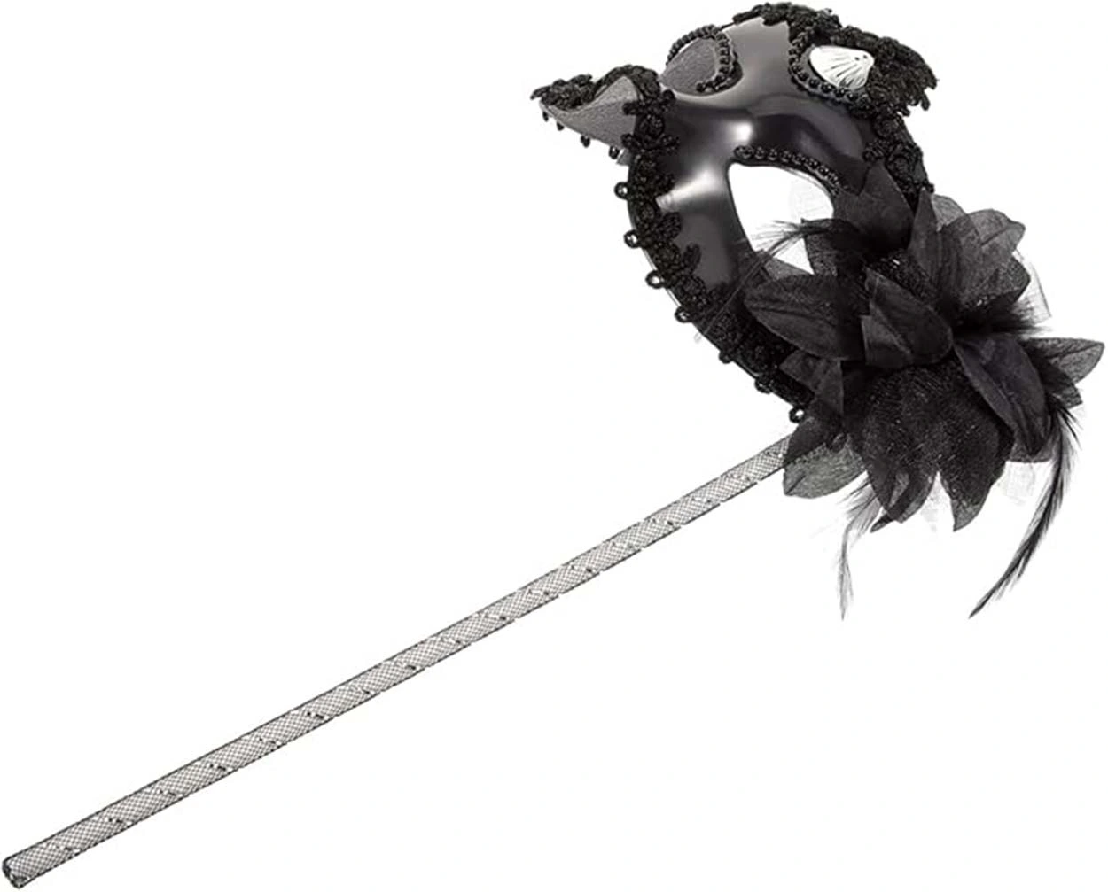 Siyah Işıltılı Tutmalı Fotoğraf Çekimi Maskesi ( Lisinya )